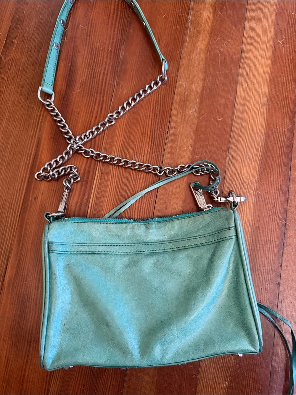 Rebecca Minkoff Seafoam blue green Leather Mini Mac Crossbody
